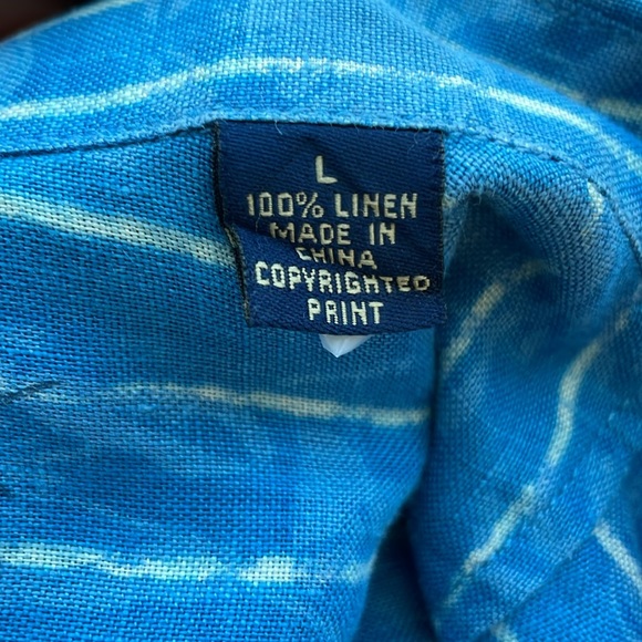 Men’s Tommy Bahama Linen Crab and Lobster Print Buttoned Down Shirt. Size Large. - Picture 12 of 14